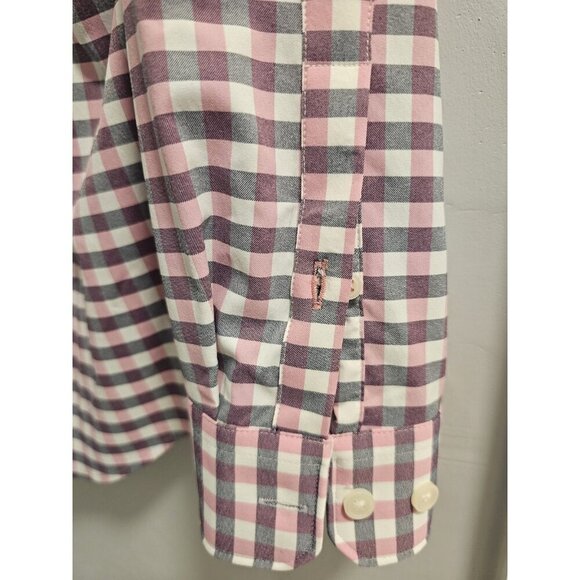 Mens Express Extra Slim Performance Button Down-Pink Gray White Medium 15-15 1/2 - Picture 7 of 13